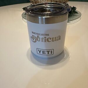 New- YETI White 10 oz Tumbler with slide top lid with Discover Puerto Rico logos